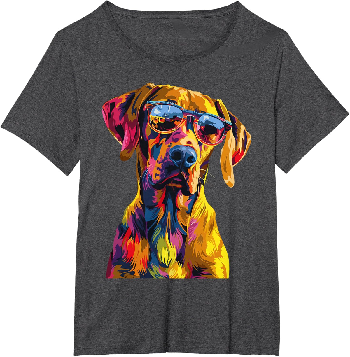 Rhodesian Ridgeback Lovers Pop Art Funny Rhodesian Ridgeback T-Shirt - Dark Heather Grey