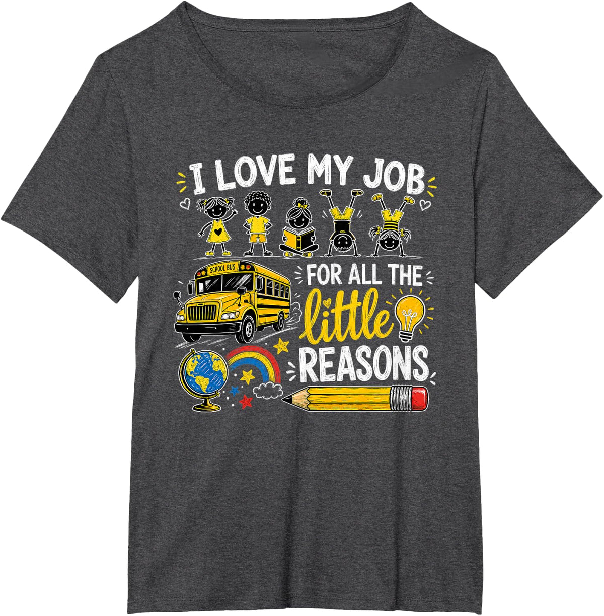 Back to School Bus Driver First Day Classroom Transportation T-Shirt - Dark Heather Grey