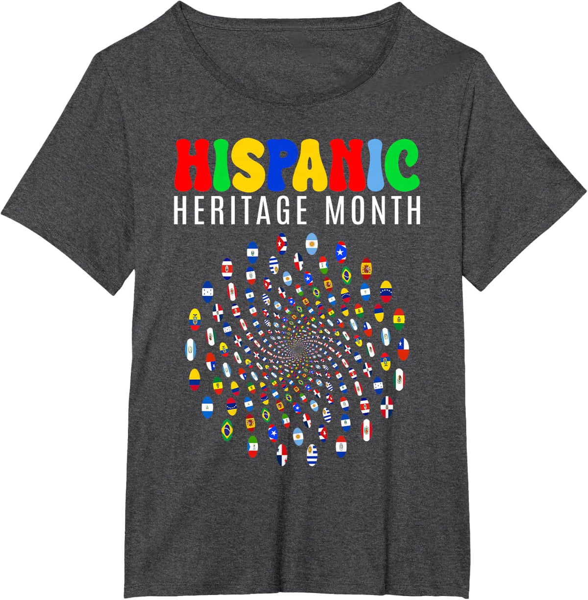 National Hispanic Heritage Month All Latin Countries Flags T-Shirt - Dark Heather Grey