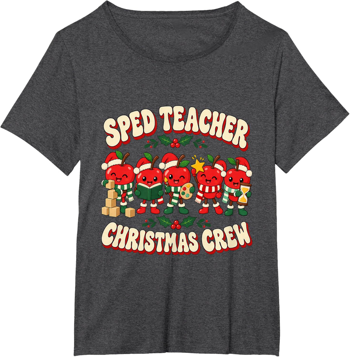 Christmas SPED Teacher Festive Winter T-Shirt - Dark Heather Grey