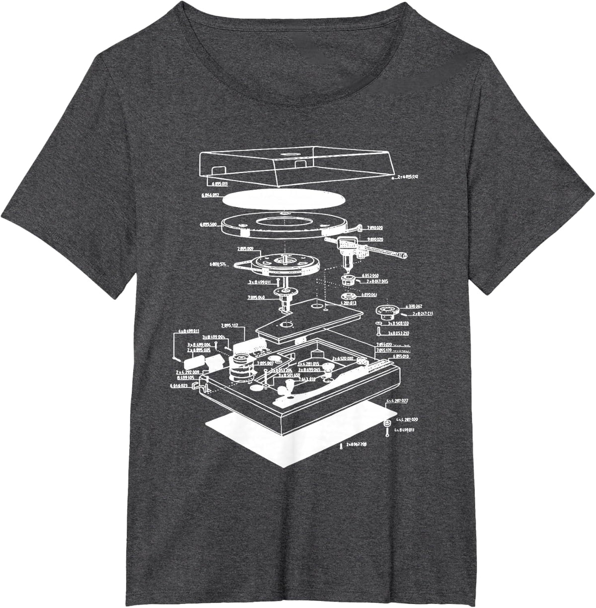 Turn table shirt - dj shirt - turn table schematic T-Shirt - Dark Heather Grey