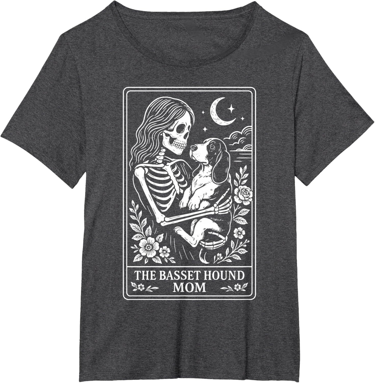 The Basset Hound Mom Tarot Card T-Shirt - Dark Heather Grey