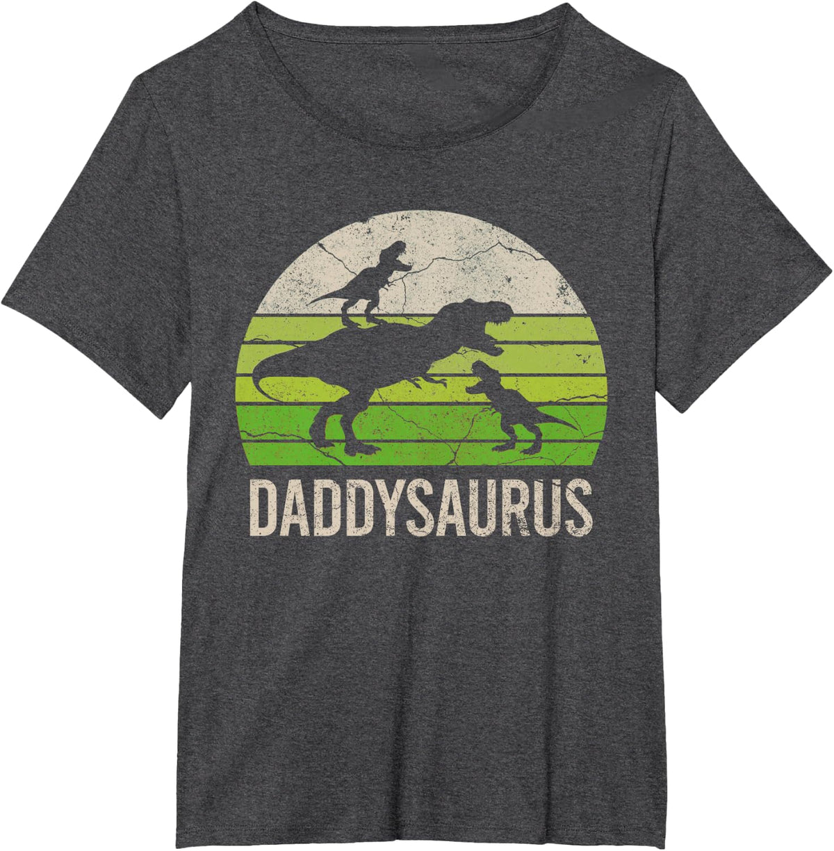 Daddy Dinosaur Funny Dad Daddysaurus 2 Two kids 2020 Gift T-Shirt - Dark Heather Grey