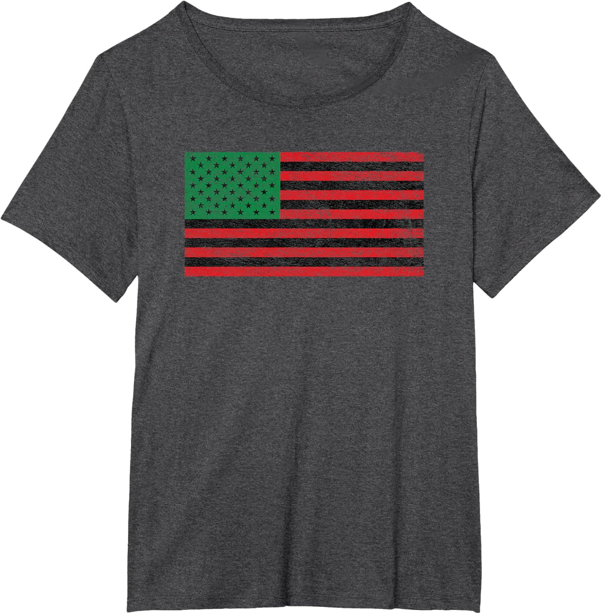 Pan African USA American Flag Black Liberation Pride Tees T-Shirt - Dark Heather Grey