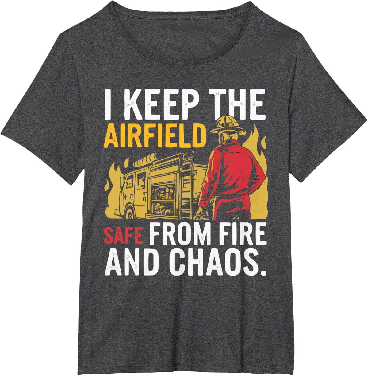 Airport Firefighter Fire Rescue Fireman Firefighting T-Shirt - Dark Heather Grey