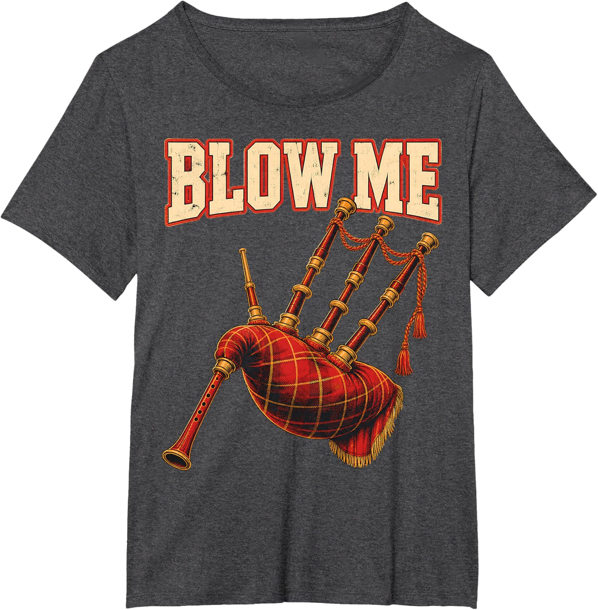 Bagpipe Adult Humor Scottish Highland Music Piper T-Shirt - Dark Heather Grey