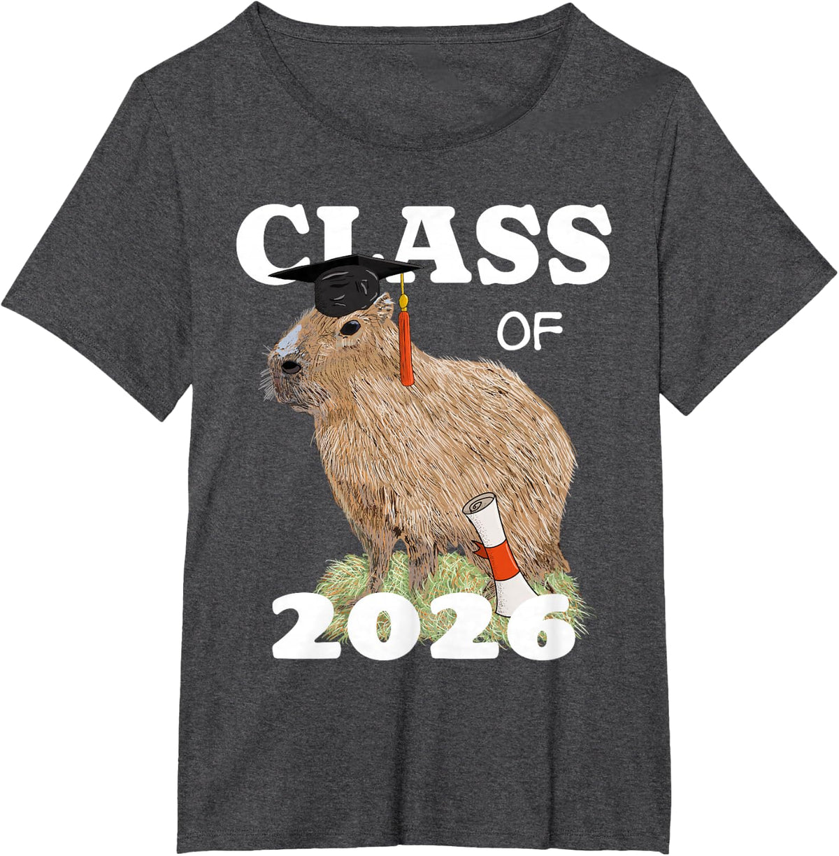 Class of 2026 Graduation Capybara Animal Senior Graduate T-Shirt - Dark Heather Grey