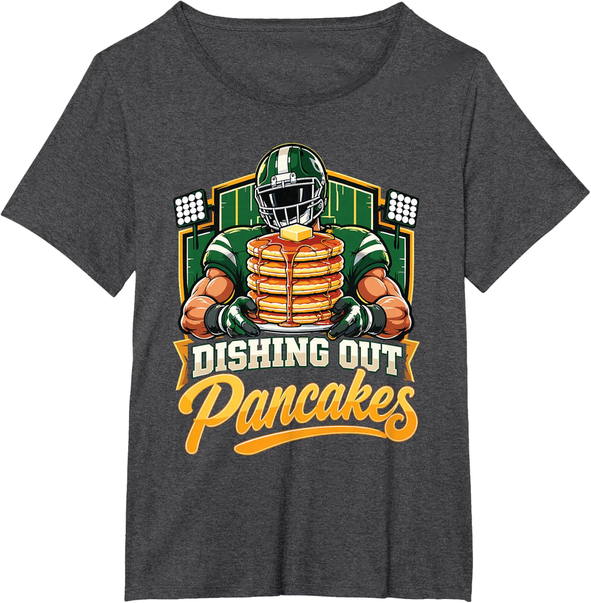 Dishing Out Pancakes Football Puns Blocking - T-Shirt - Dark Heather Grey
