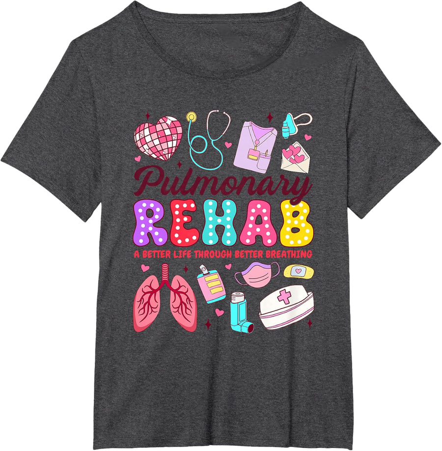 Respiratory Therapist Pulmonary Rehab Rehabilitation RT T-Shirt - Dark Heather Grey