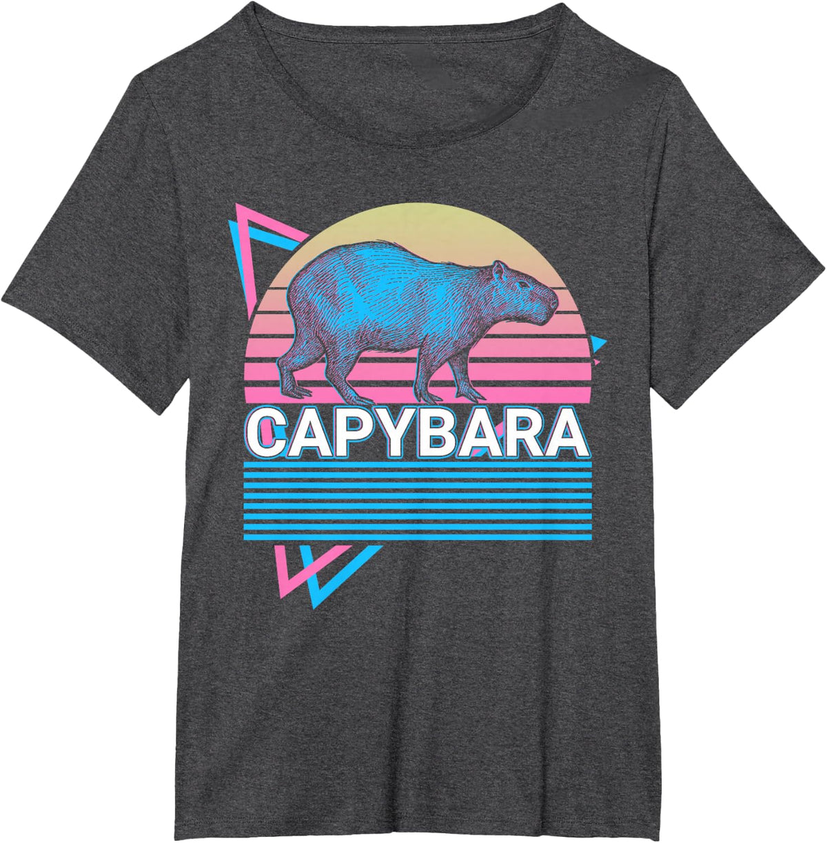 Capybara Retro T-Shirt - Dark Heather Grey