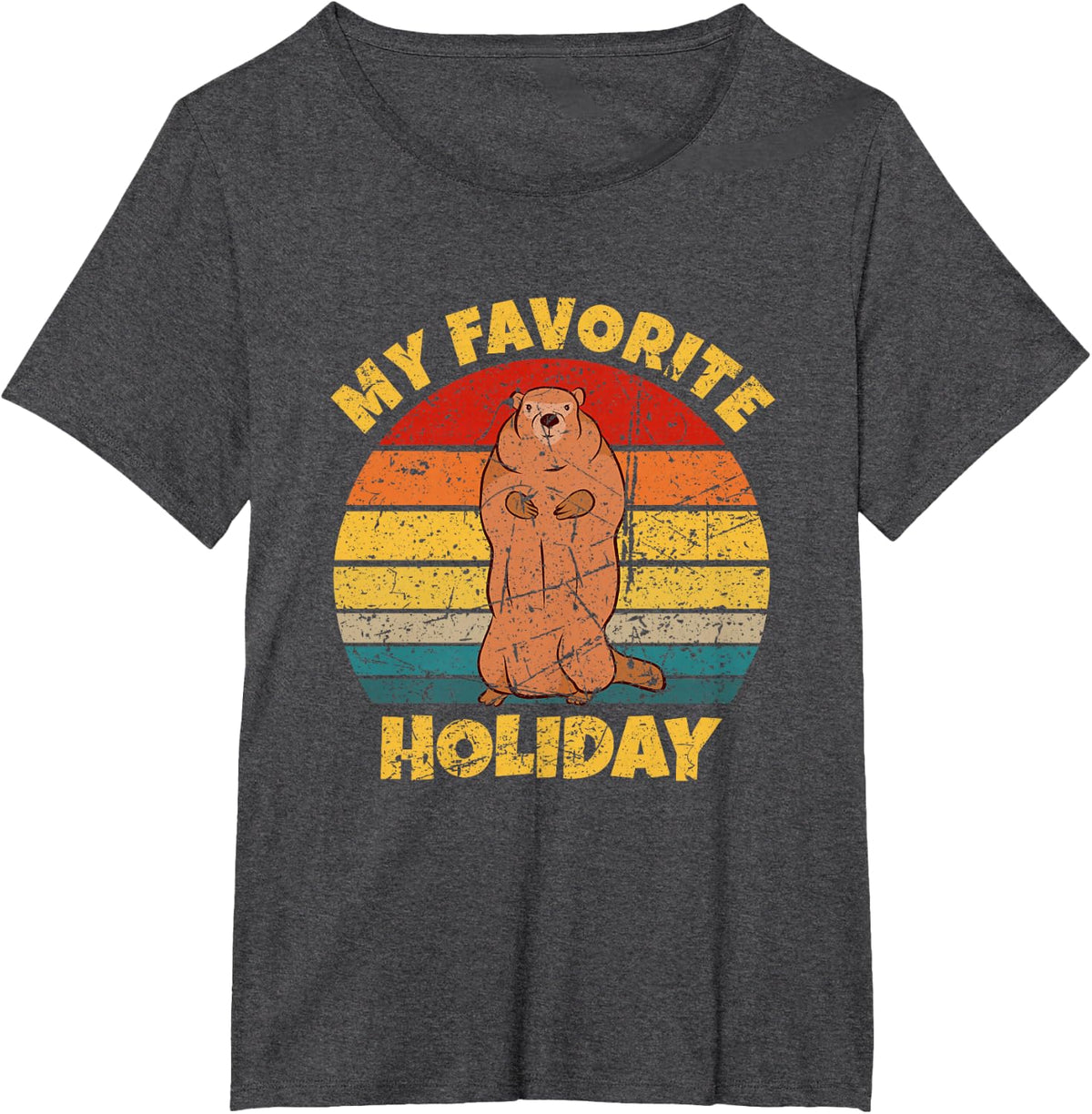 Happy Groundhog Day 2026 My Favorite Holiday Groundhog T-Shirt - Dark Heather Grey