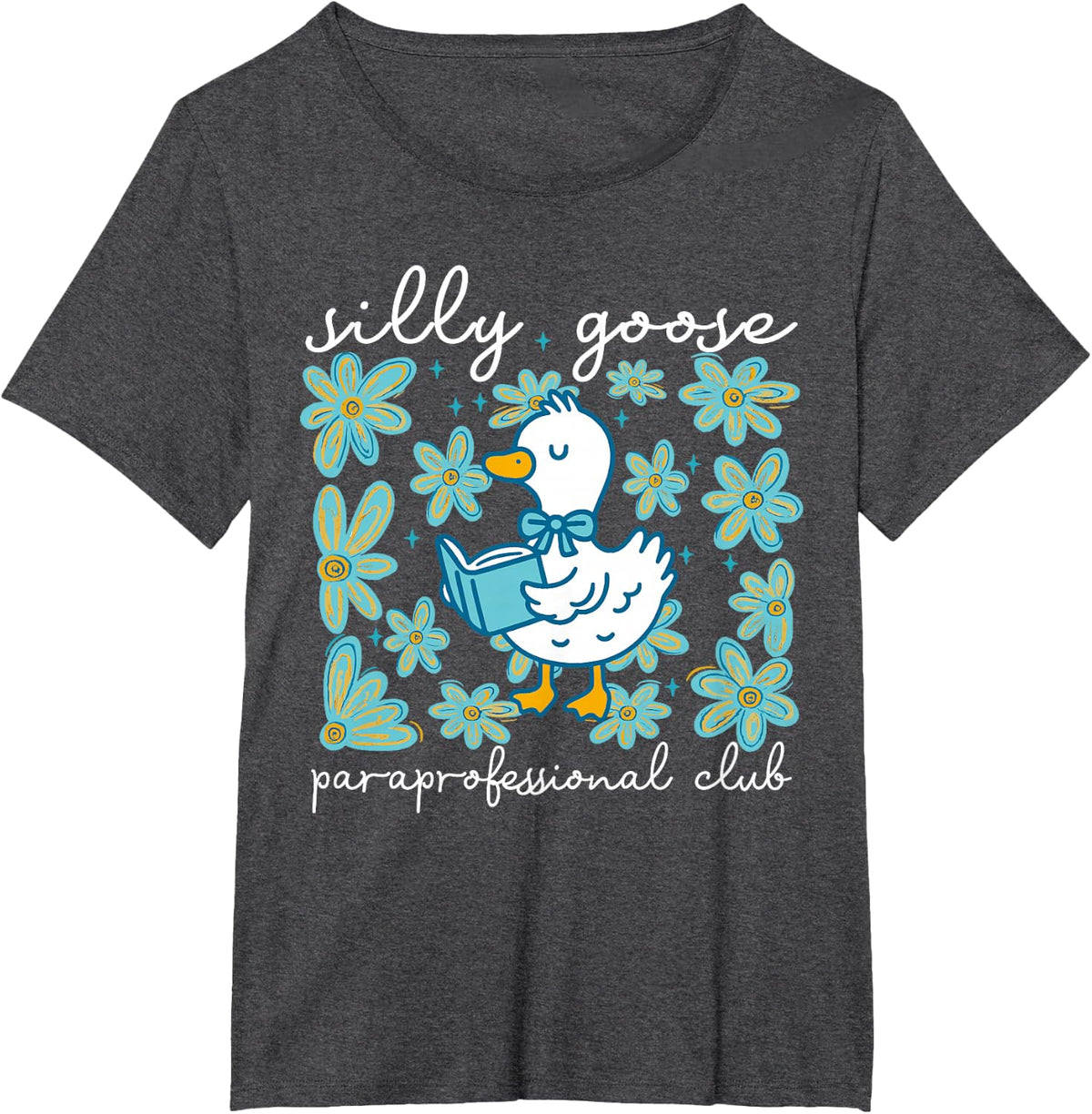 Retro Silly Goose Boho Floral Paras Paraprofessional Club T-Shirt - Dark Heather Grey