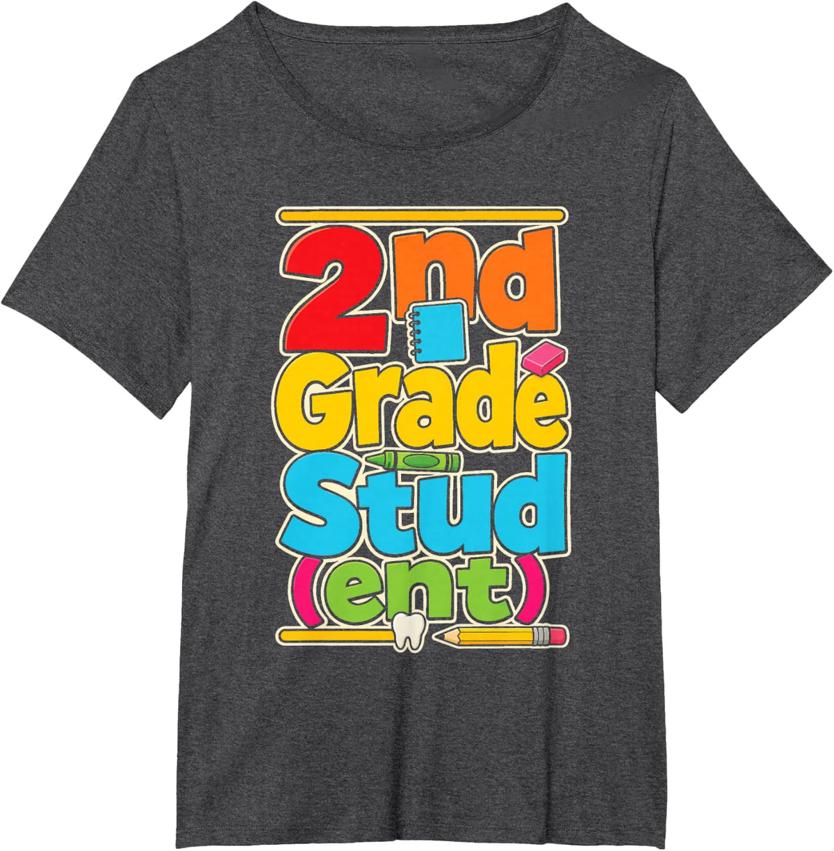 2nd Grade Stud (ent) Second Grader Funny First Day T-Shirt - Dark Heather Grey