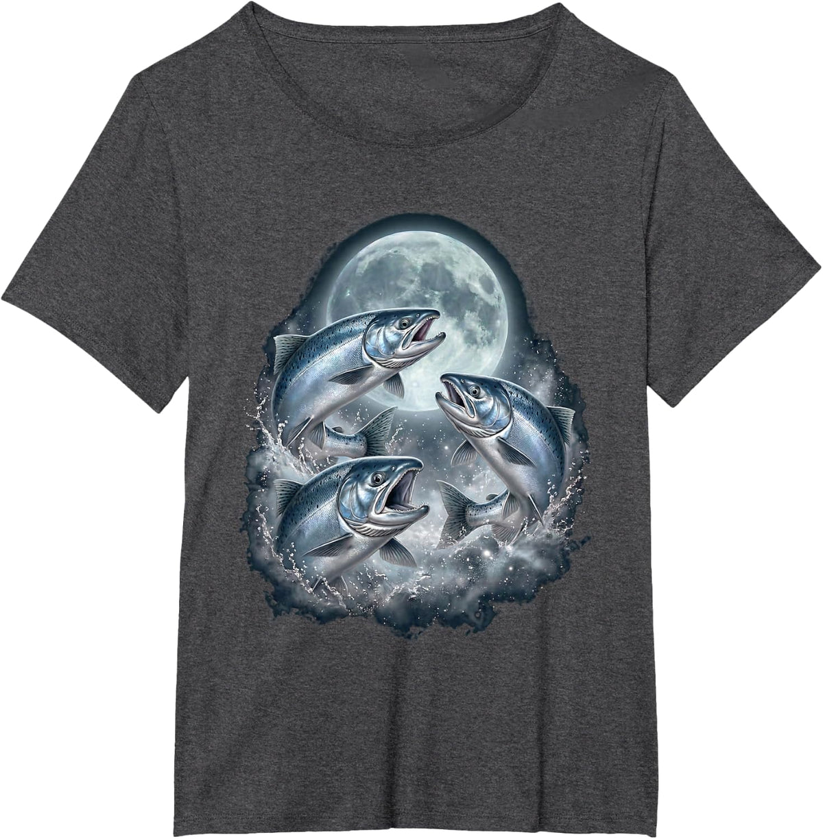 Howling Fish COHO Salmon Angling Graphic T-Shirt - Dark Heather Grey