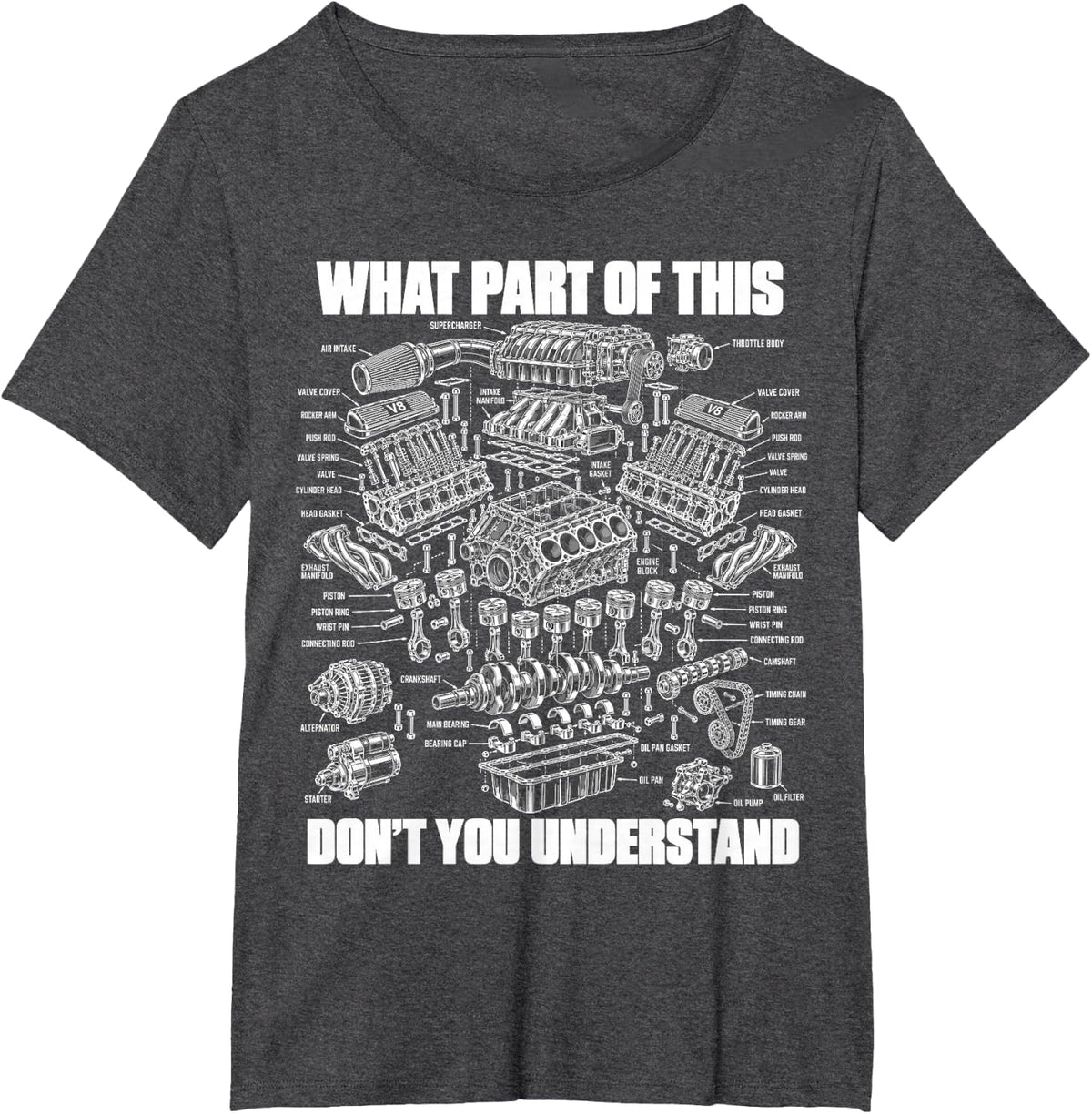 What Part of This Don’t You Understand Engine Auto Car T-Shirt - Dark Heather Grey