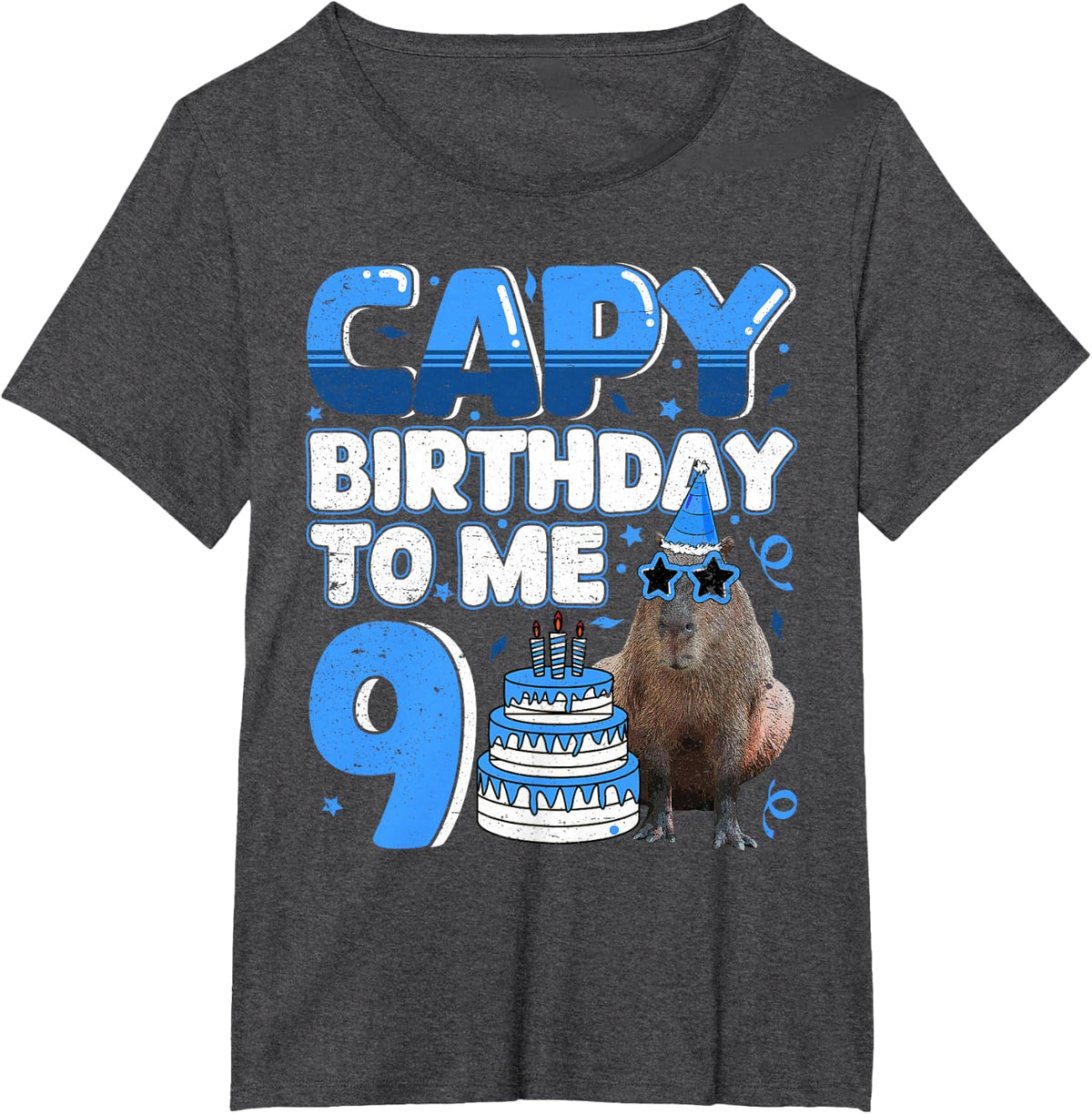 9 Years Capy Birthday to me Capybara 9th Birthday T-Shirt - Dark Heather Grey