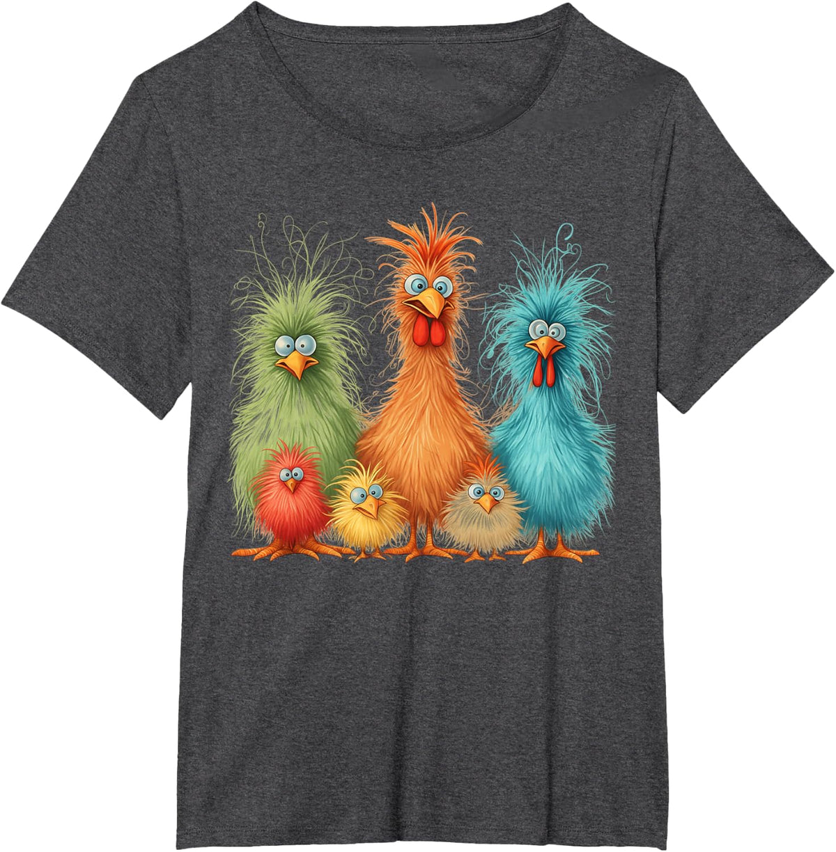 Retro Eagerlys Colorful Funny Chicken Art, for Men Women Kid T-Shirt - Dark Heather Grey