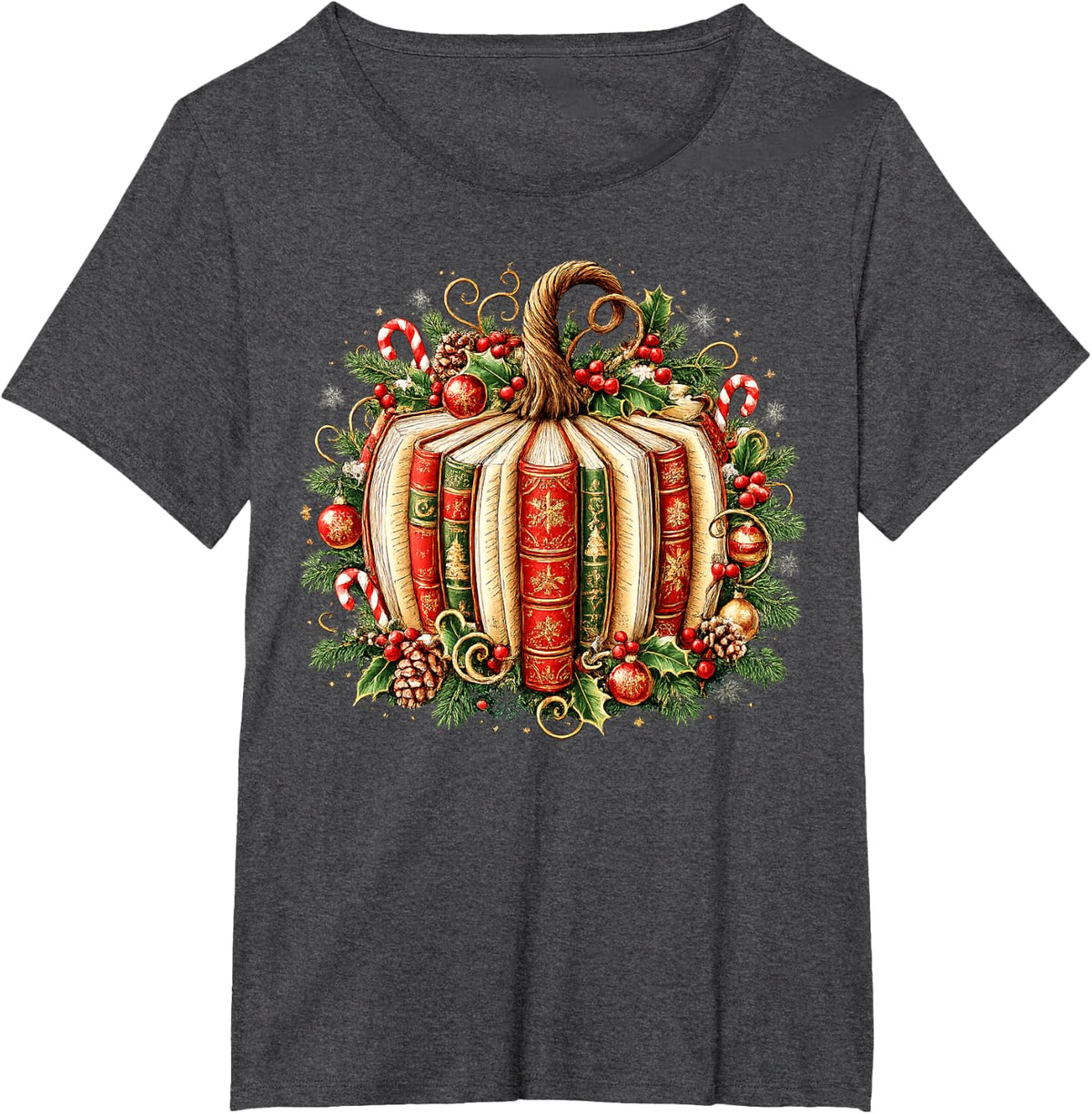 Lover Fall Reading Pumpkin Christmas Teacher Kids T-Shirt - Dark Heather Grey