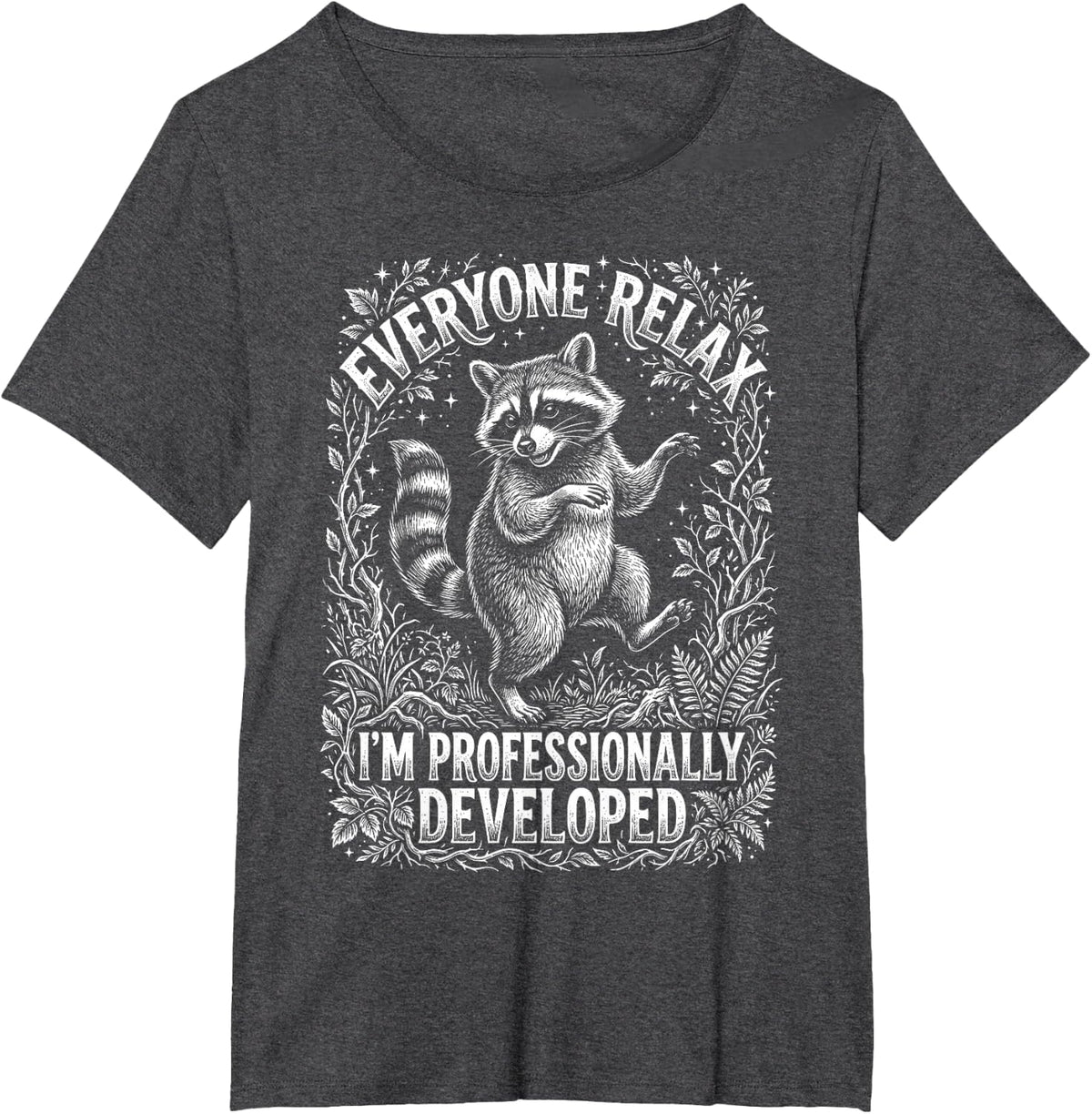 Everyone Relax I'm Professionally Developed Raccoon Teacher T-Shirt - Dark Heather Grey