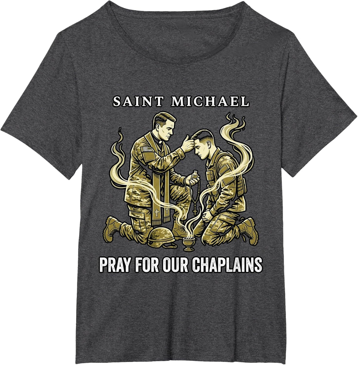 Chaplain'S Kit PYX and Oil Stock Catholic T-Shirt - Dark Heather Grey