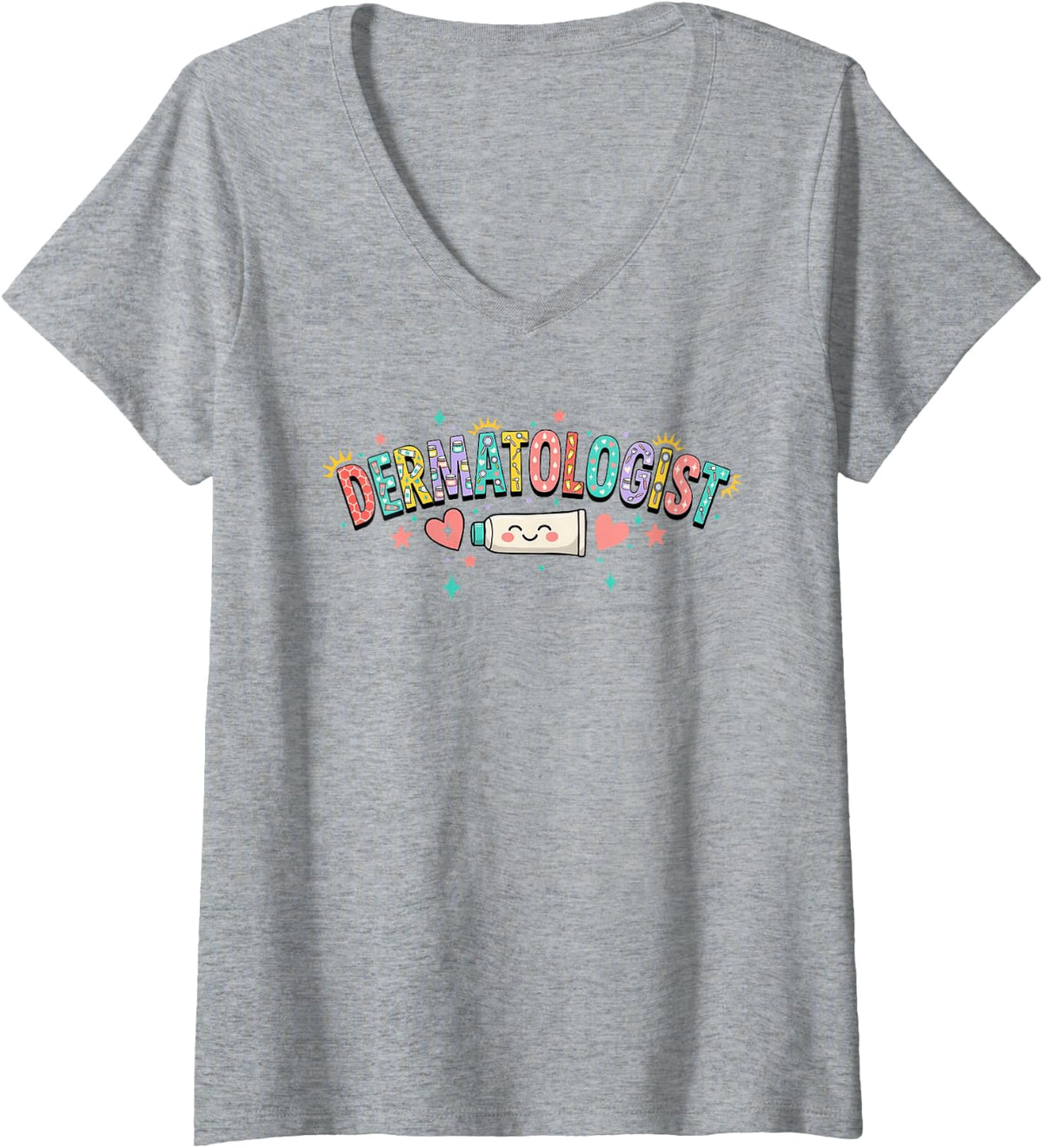 Women's Dermatologist Dermatology Derms Dermatologists V-Neck T-Shirt - Heather Grey