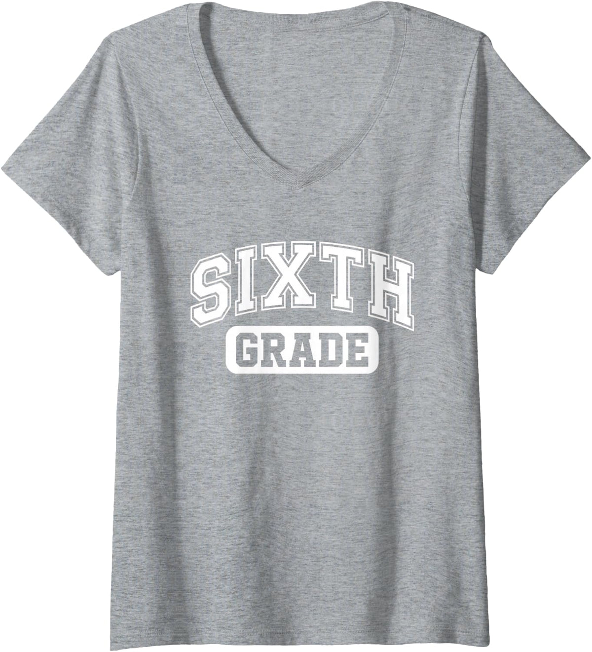 Women's Sixth Grade Varsity Back to School Student Teacher V-Neck T-Shirt - Heather Grey