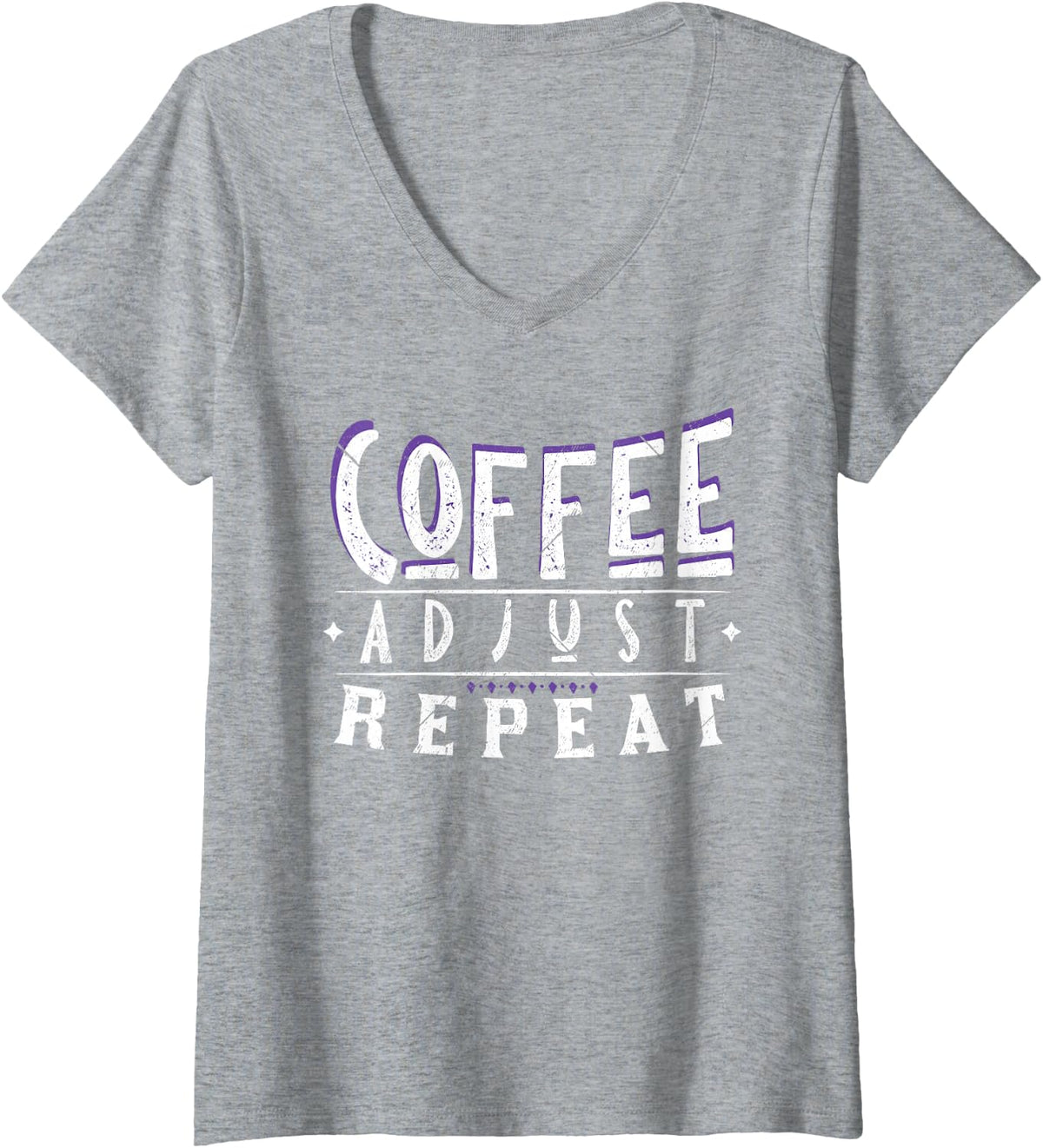 Women's Funny Chiropractor Coffee Adjust Repeat Chiropractic Student V-Neck T-Shirt - Heather Grey