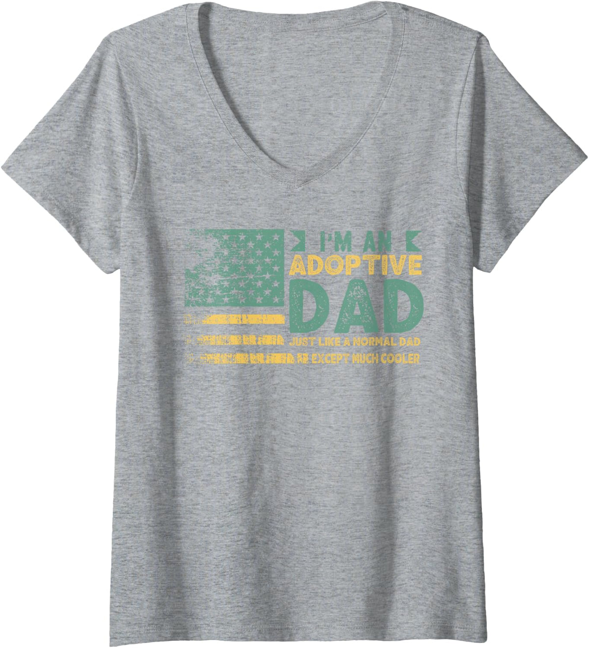 Women's Adopted Father Adoptive Dad Father's Day Happy Adoption Day V-Neck T-Shirt - Heather Grey