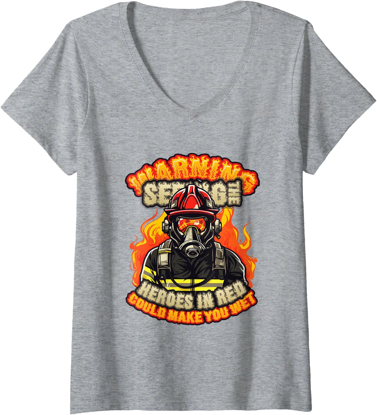 Women's Fire Fighter Saying Volunteer Firefighter Funny Firefighter V-Neck T-Shirt - Heather Grey