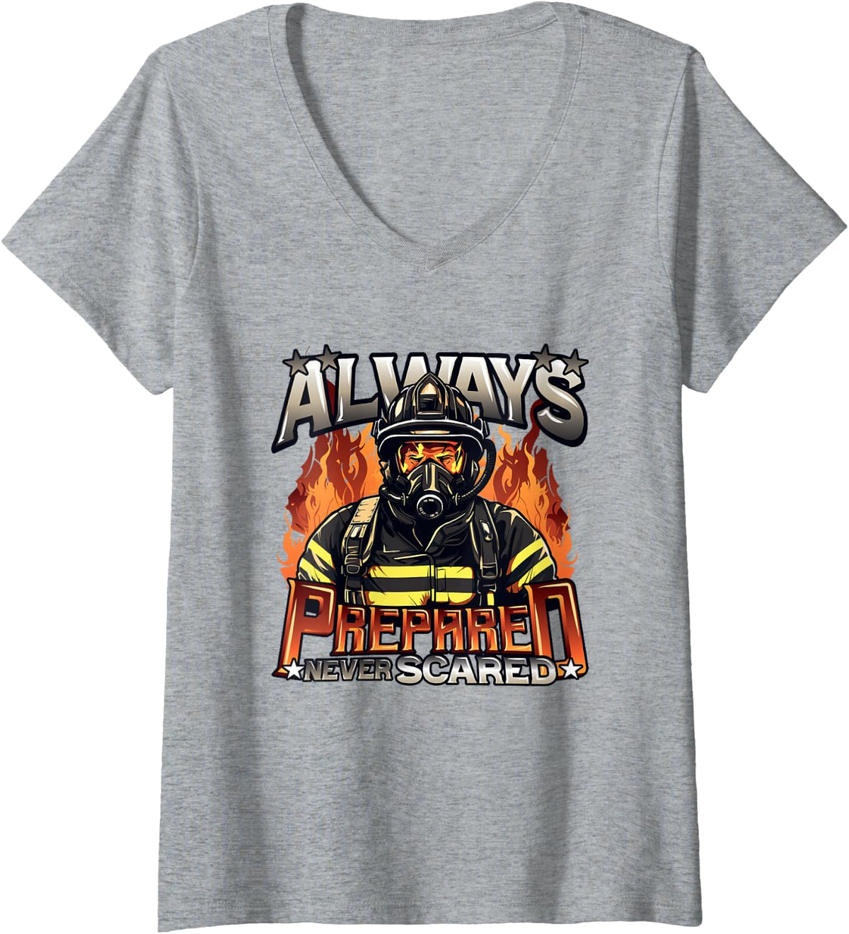 Women's Fire Fighter Slogan Volunteer Firefighter Brave Firefighter V-Neck T-Shirt - Heather Grey