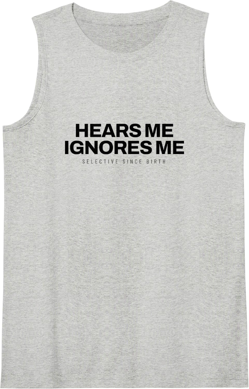 Basset Hound - Hears Me Ignores Me - Hound Dog Sleeveless Tank Top - Heather Grey