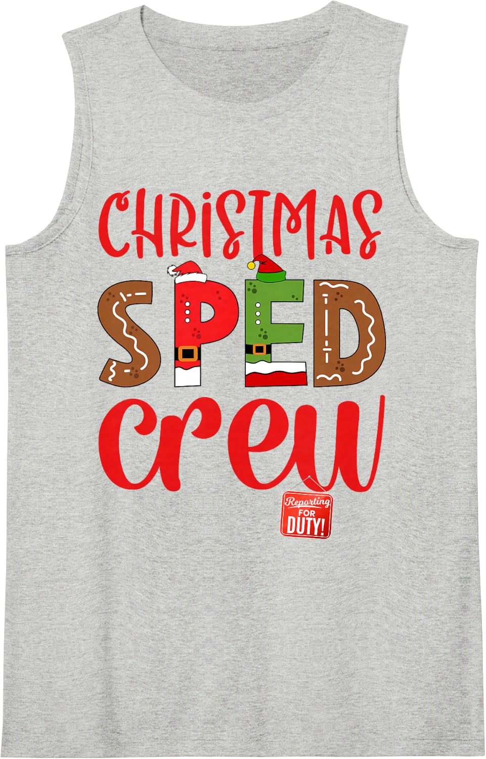 Christmas SPED Crew Teacher School Assistant SPED para Crew Sleeveless Tank Top - Heather Grey