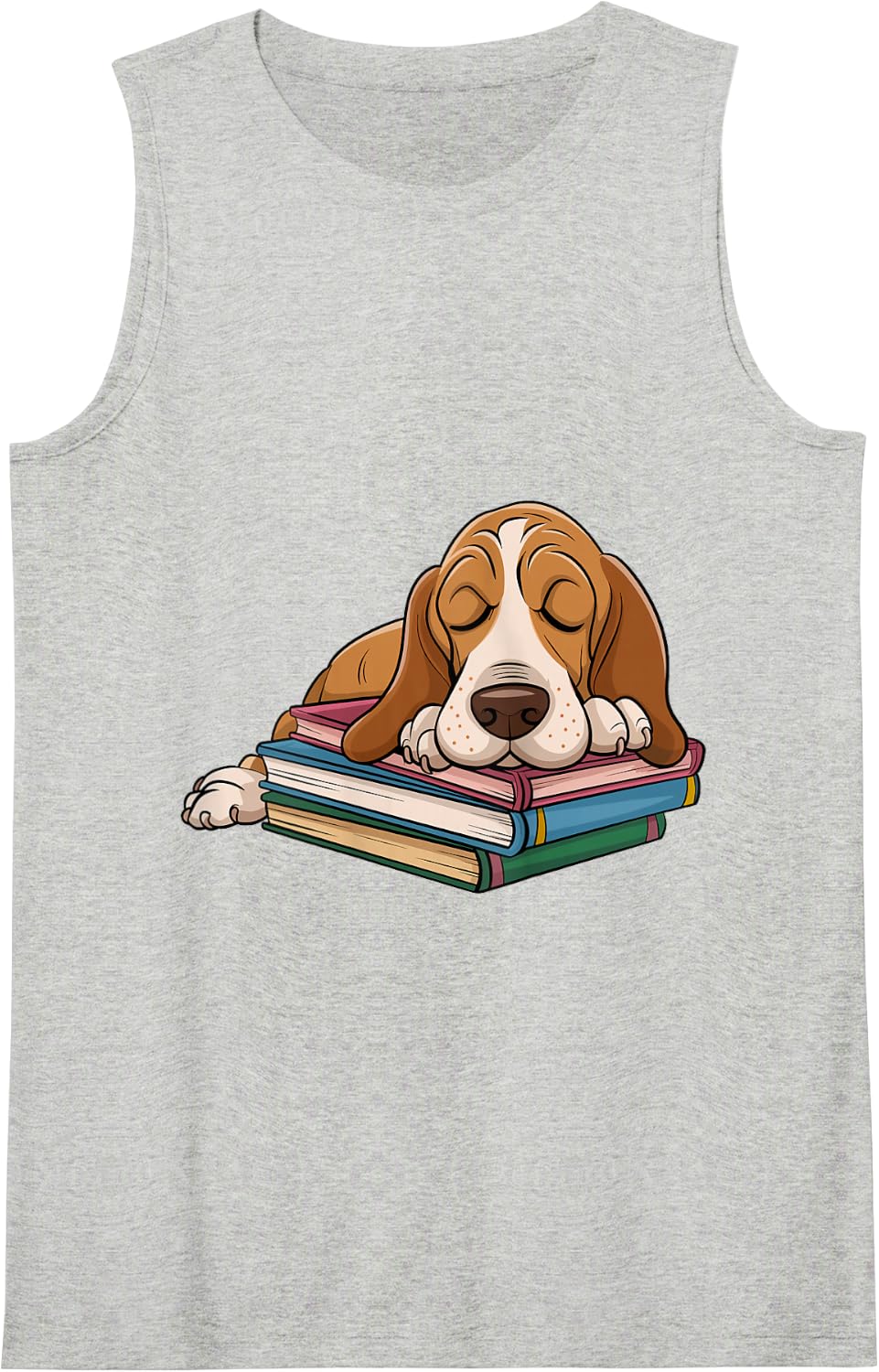 Basset Hound Book Lover Dog Tank Top - Heather Grey