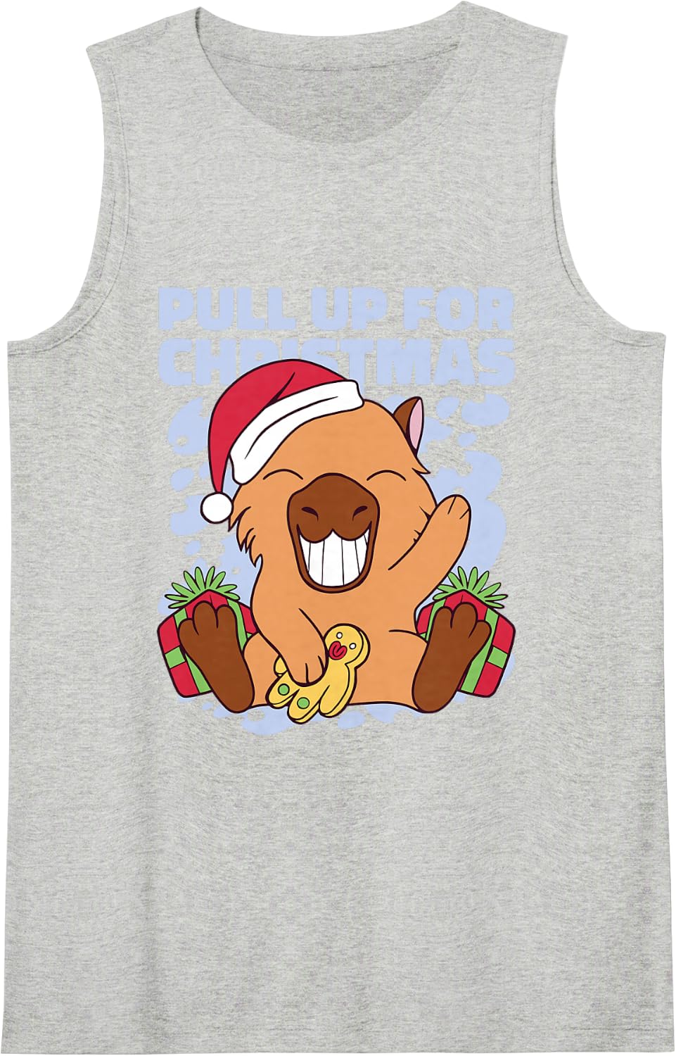 Pull Up for Christmas Capybara Sleeveless Tank Top - Heather Grey