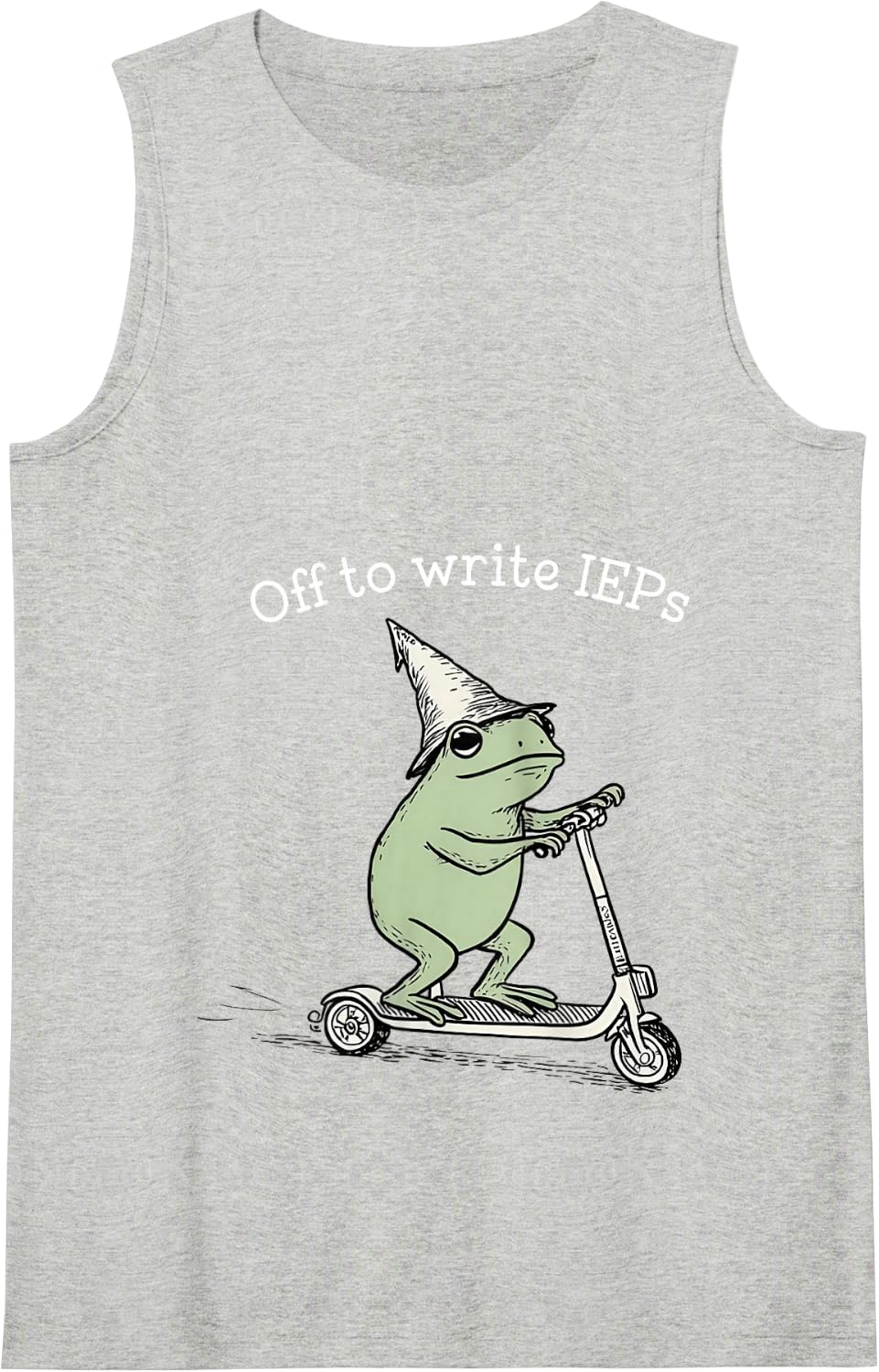 Off to Write IEPs Frog Teacher Tank Top - Heather Grey