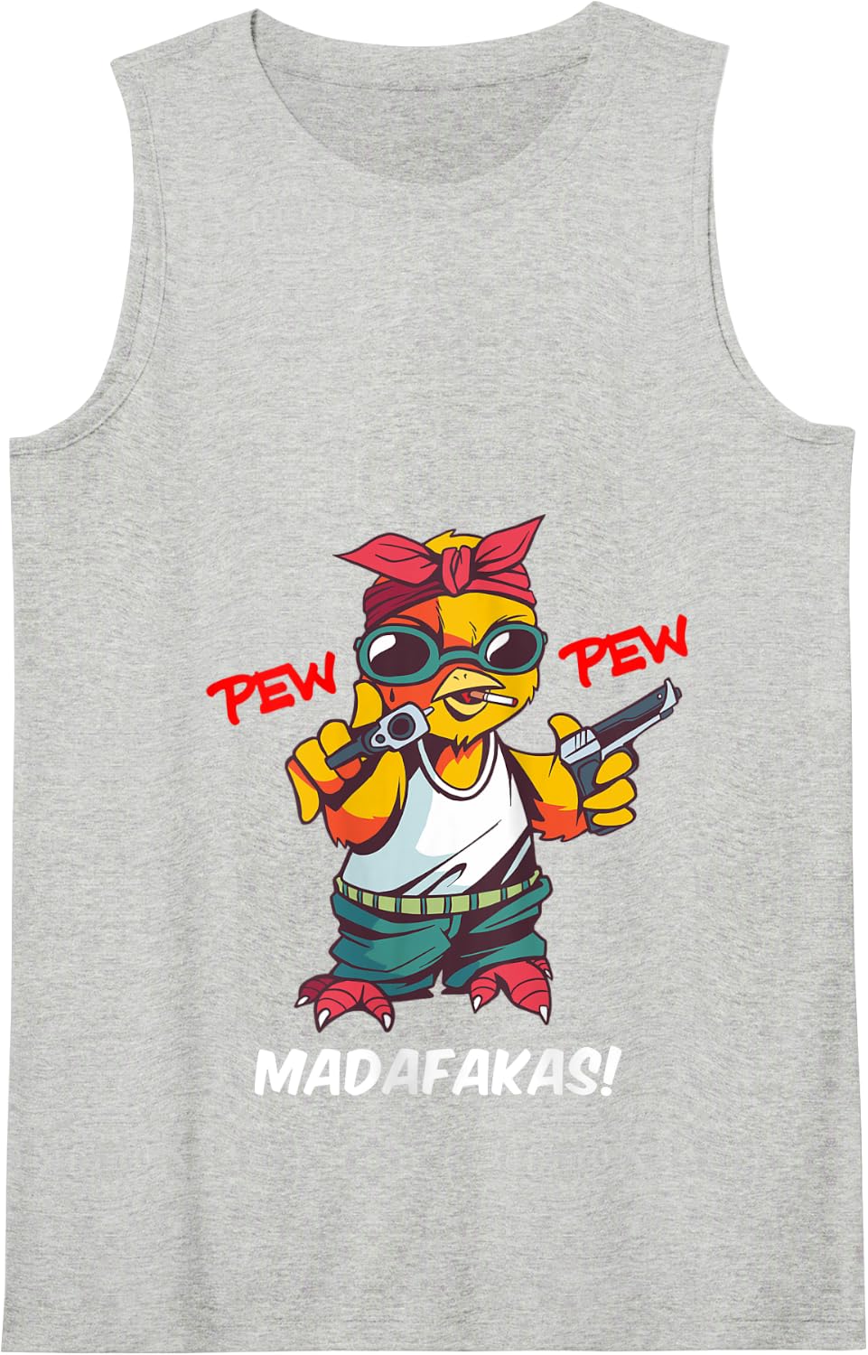 Pew Pew Madafakas Chicks Duck Chicken Chick Cartoon Gift Tank Top - Heather Grey