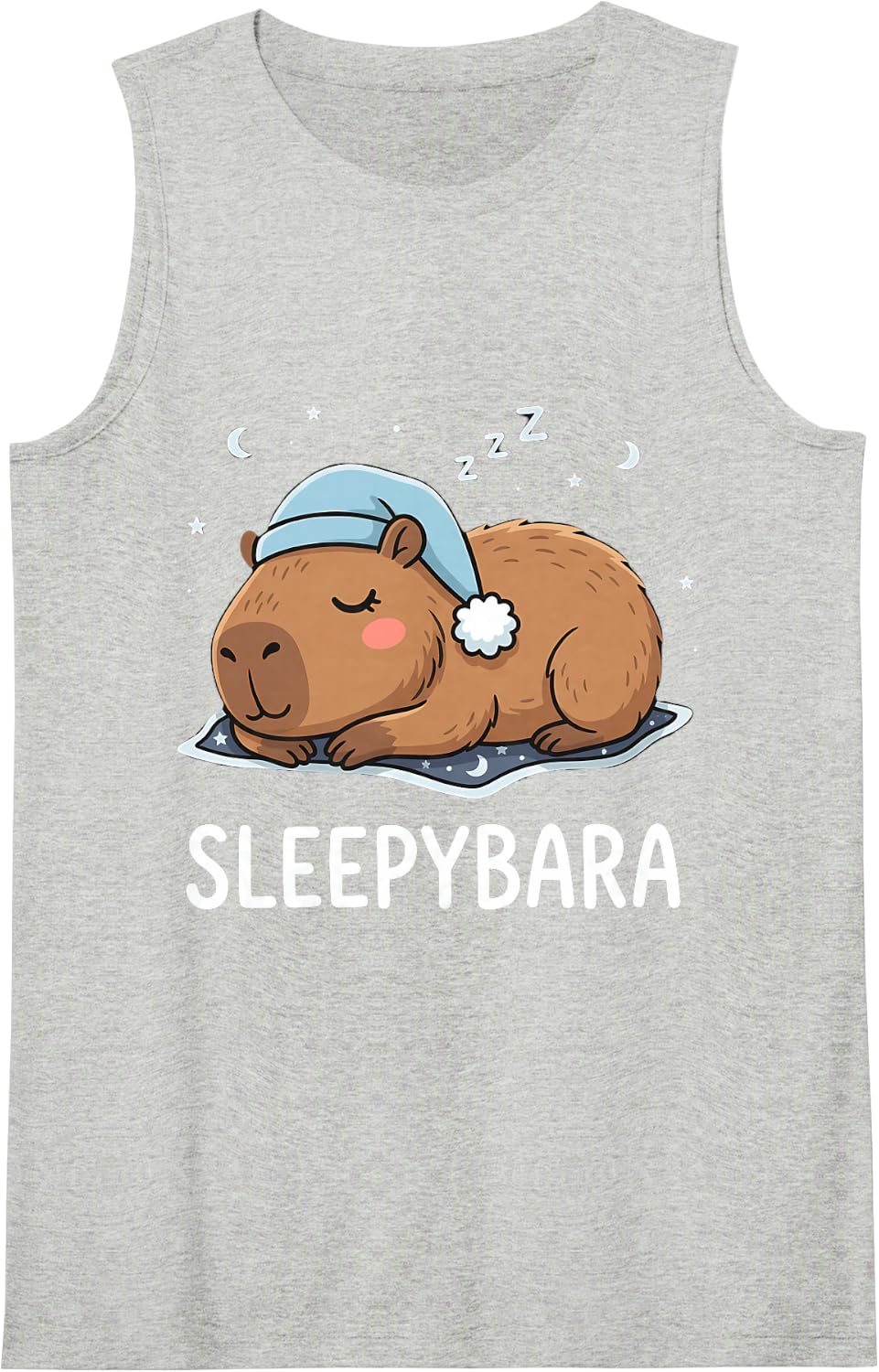 Capybara Sleeping Pajamas Sleepy Cute Sleepybara Sleeveless Tank Top - Heather Grey