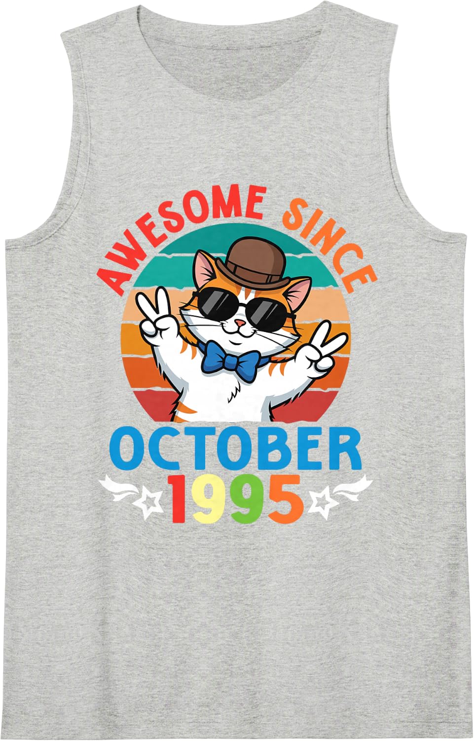Cat Boy Awesome Since October 1995 My Birthday 31 Years Old Sleeveless Tank Top - Heather Grey