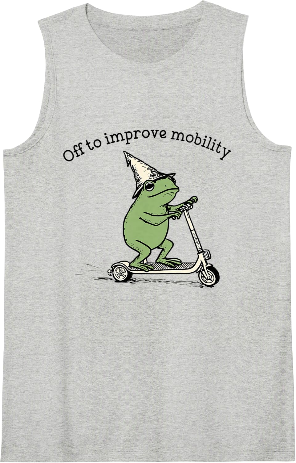Off to Improve Mobility Funny Frog Toad Physical Therapy PT Sleeveless Tank Top - Heather Grey