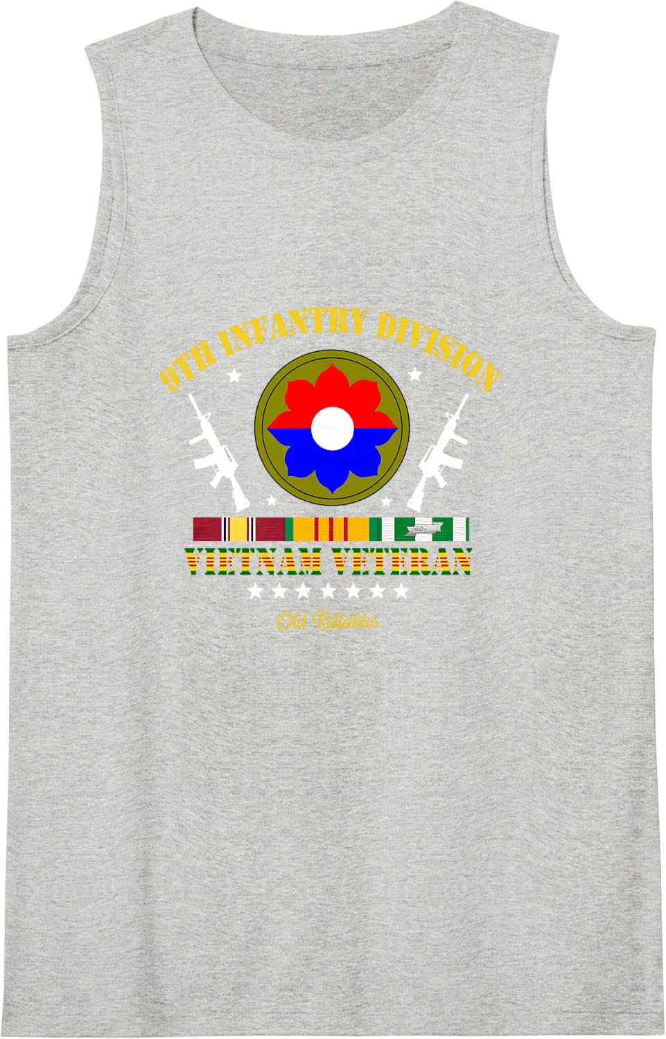 9th Infantry Division Vietnam Veteran Old Reliables Veteran Sleeveless Tank Top - Heather Grey