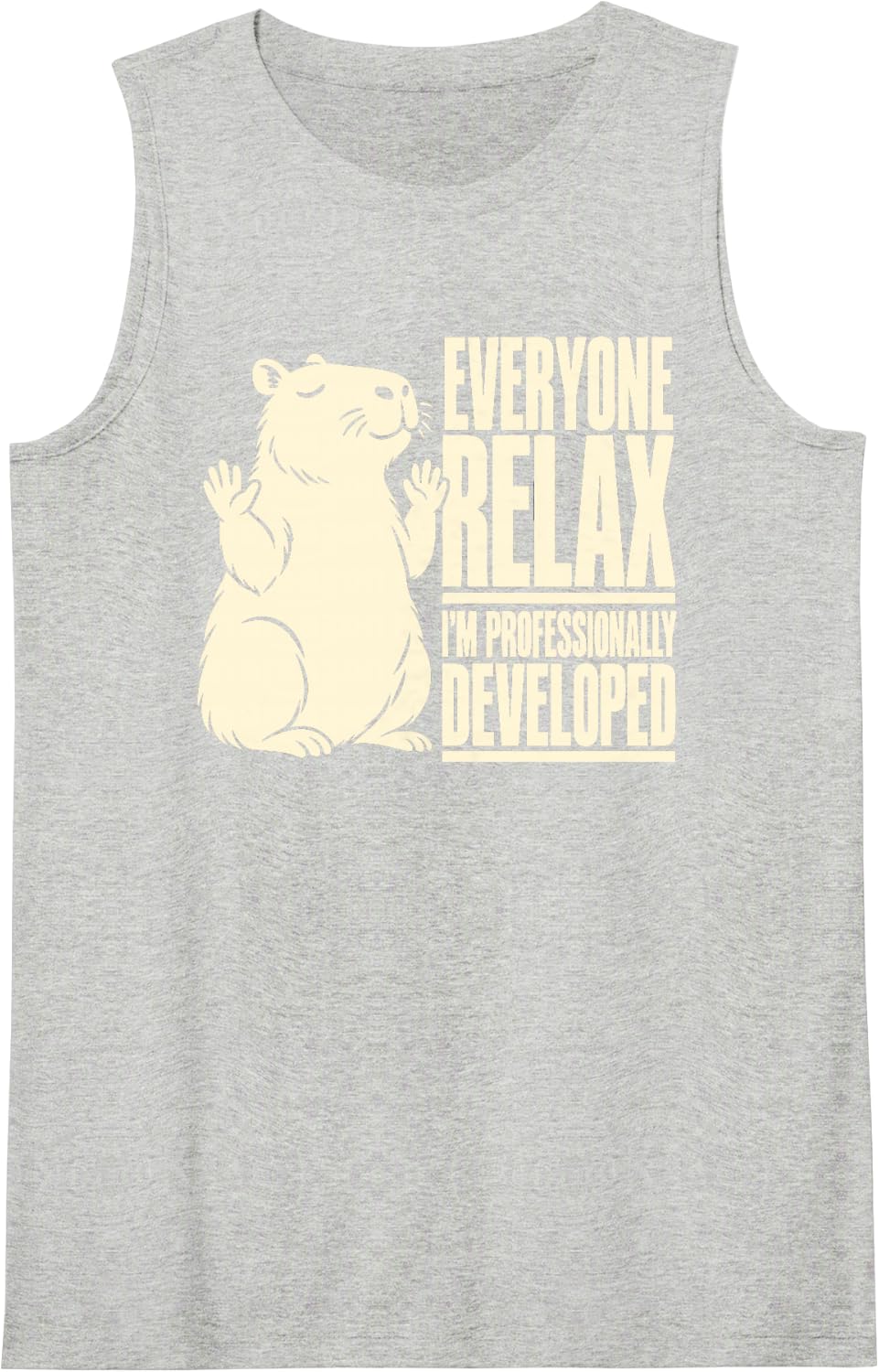 Everyone Relax I'm Professionally Developed Funny Capybara Sleeveless Tank Top - Heather Grey