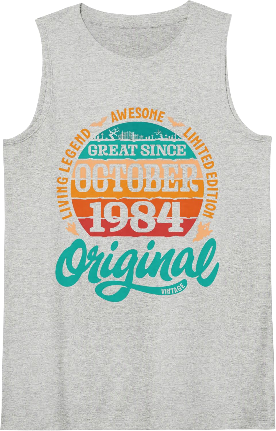 Living Legend Awesome Ltd Edition Great Since October 1984 Sleeveless Tank Top - Heather Grey