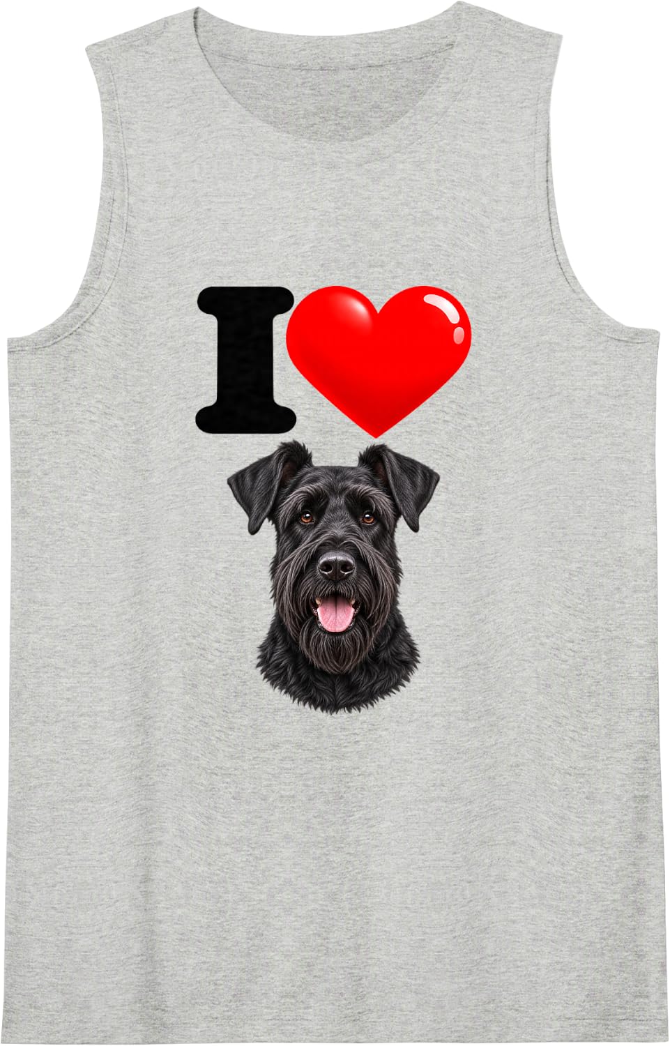 I Love Giant Schnauzer Cute Dog Mom Dad Sleeveless Tank Top - Heather Grey