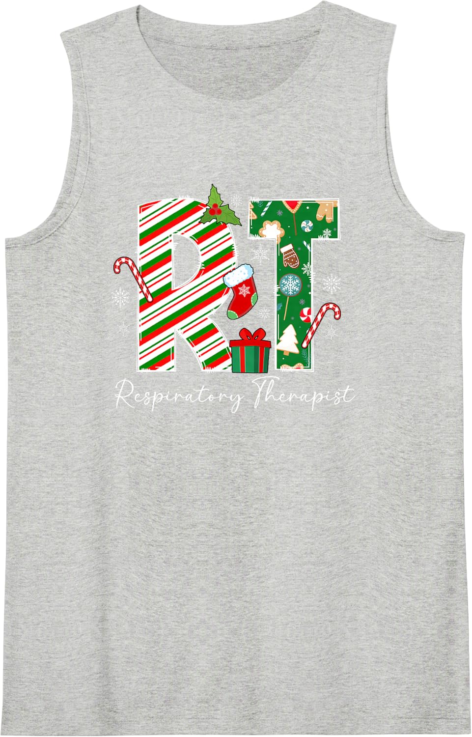RT Christmas Respiratory Therapist Xmas Respiratory Therapy Sleeveless Tank Top - Heather Grey