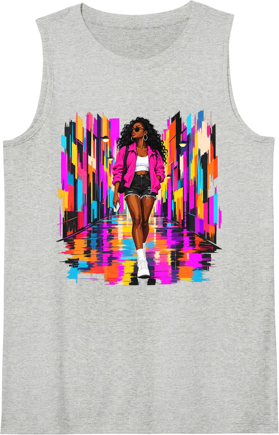 Colorful African American Black Women Black History Month Sleeveless Tank Top - Heather Grey