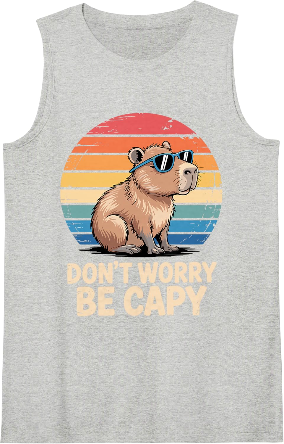 Funny Capybara Art for Men Women Kids Capy Rodent Capybara Sleeveless Tank Top - Heather Grey