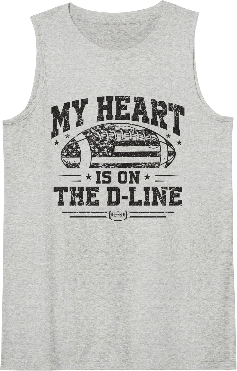 Offensive Lineman My Heart is On The D-Line Football Player Sleeveless Tank Top - Heather Grey