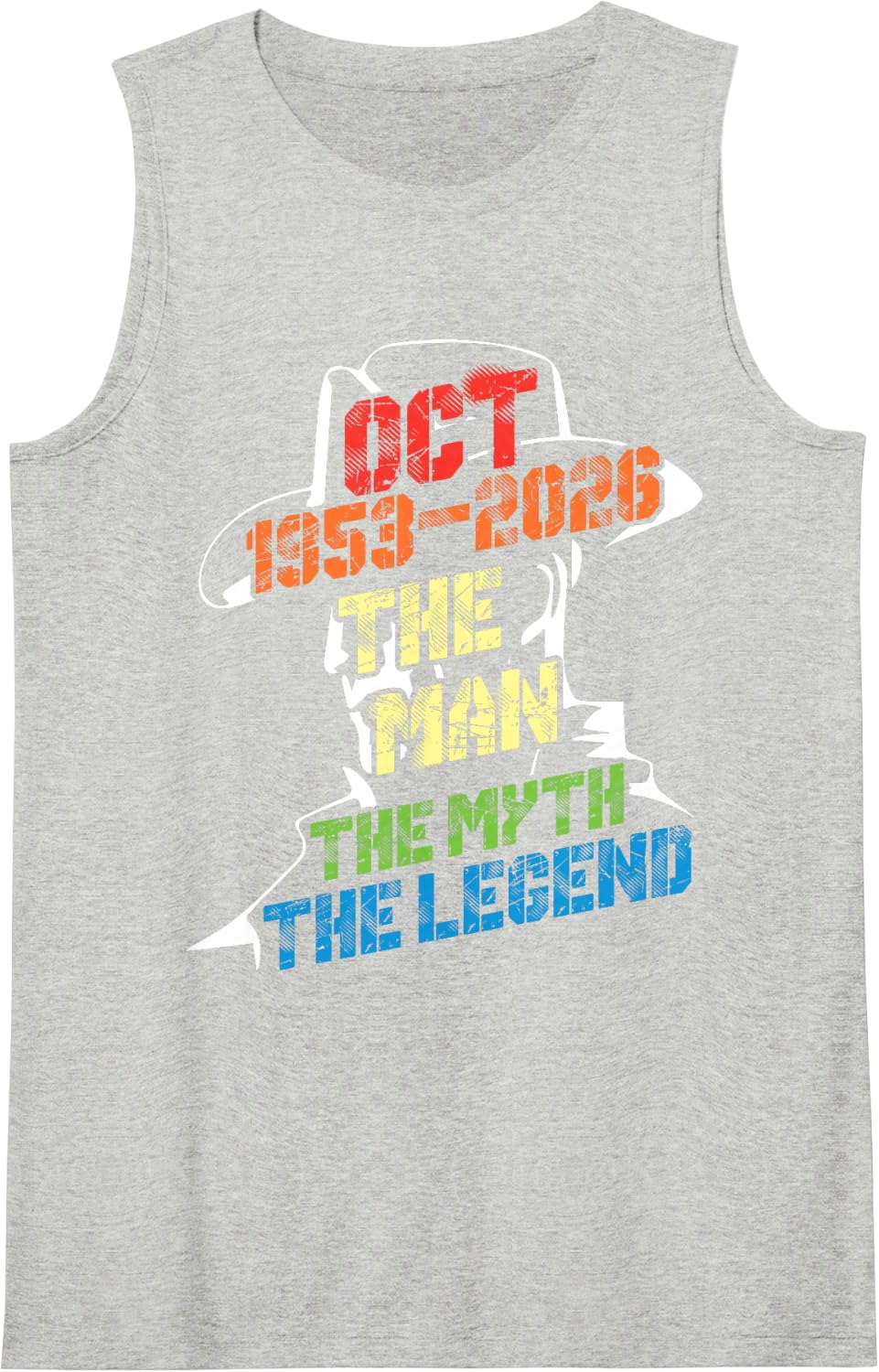October 1953 2026 The Man The Myth The Legend 73 Years Old Sleeveless Tank Top - Heather Grey