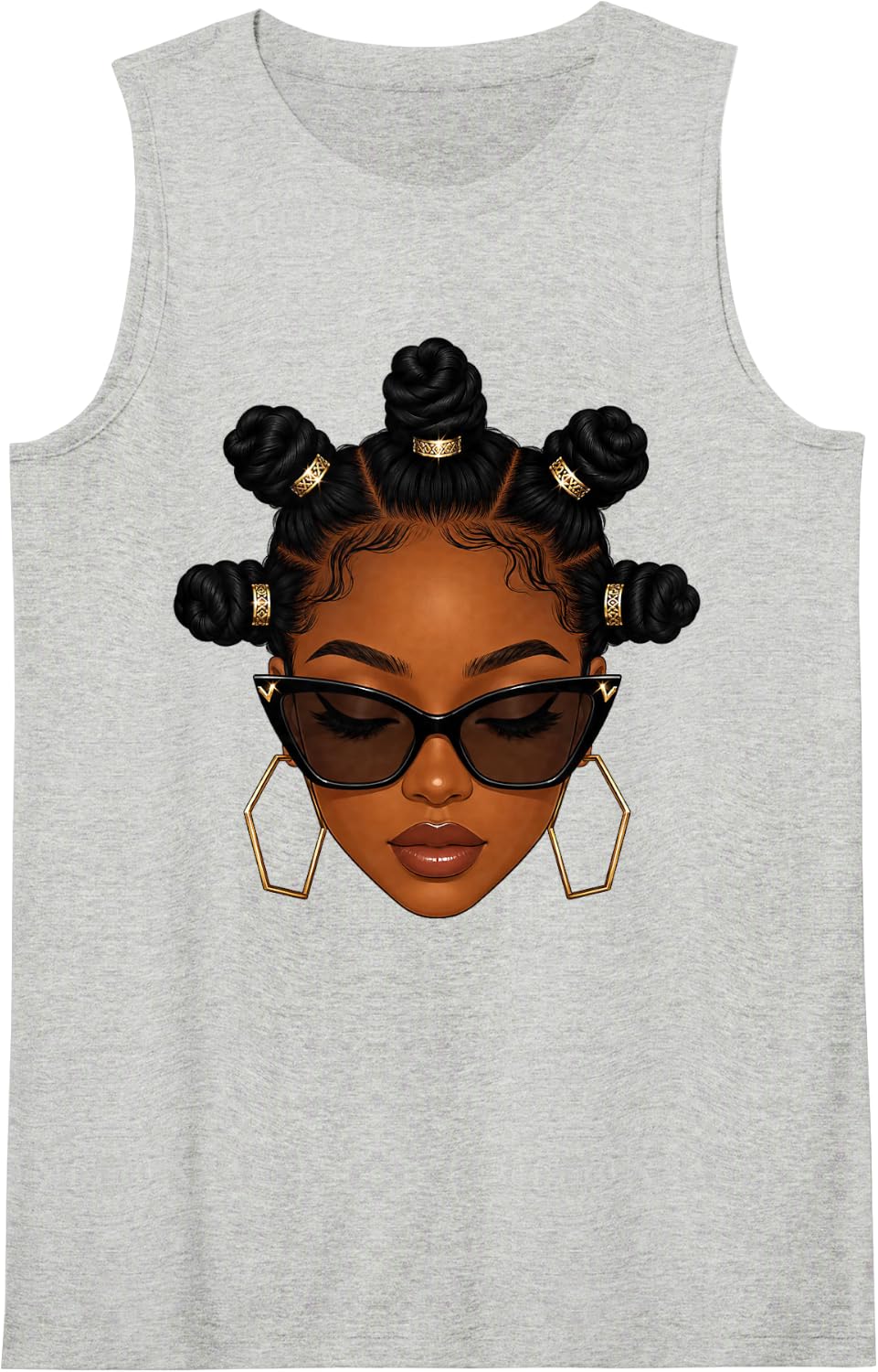 Afro Black Women Melanin Queen Black Pride African Culture Sleeveless Tank Top - Heather Grey