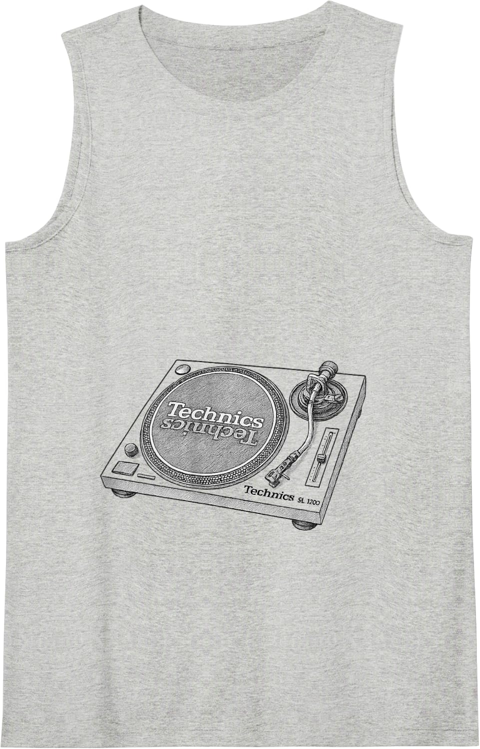 Technics SL-1200 Turntable DJ and Music Tank Top - Heather Grey